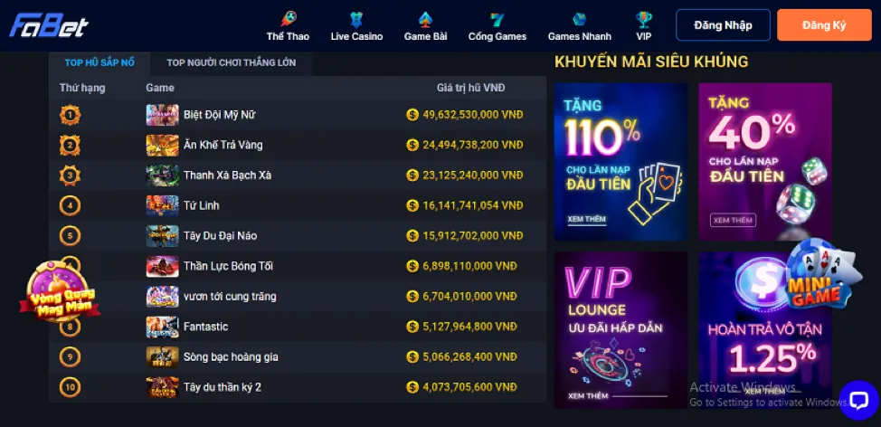 Người chơi đang nhận khuyến mãi hấp dẫn từ 368bet với các biểu tượng tiền thưởng và quà tặng
